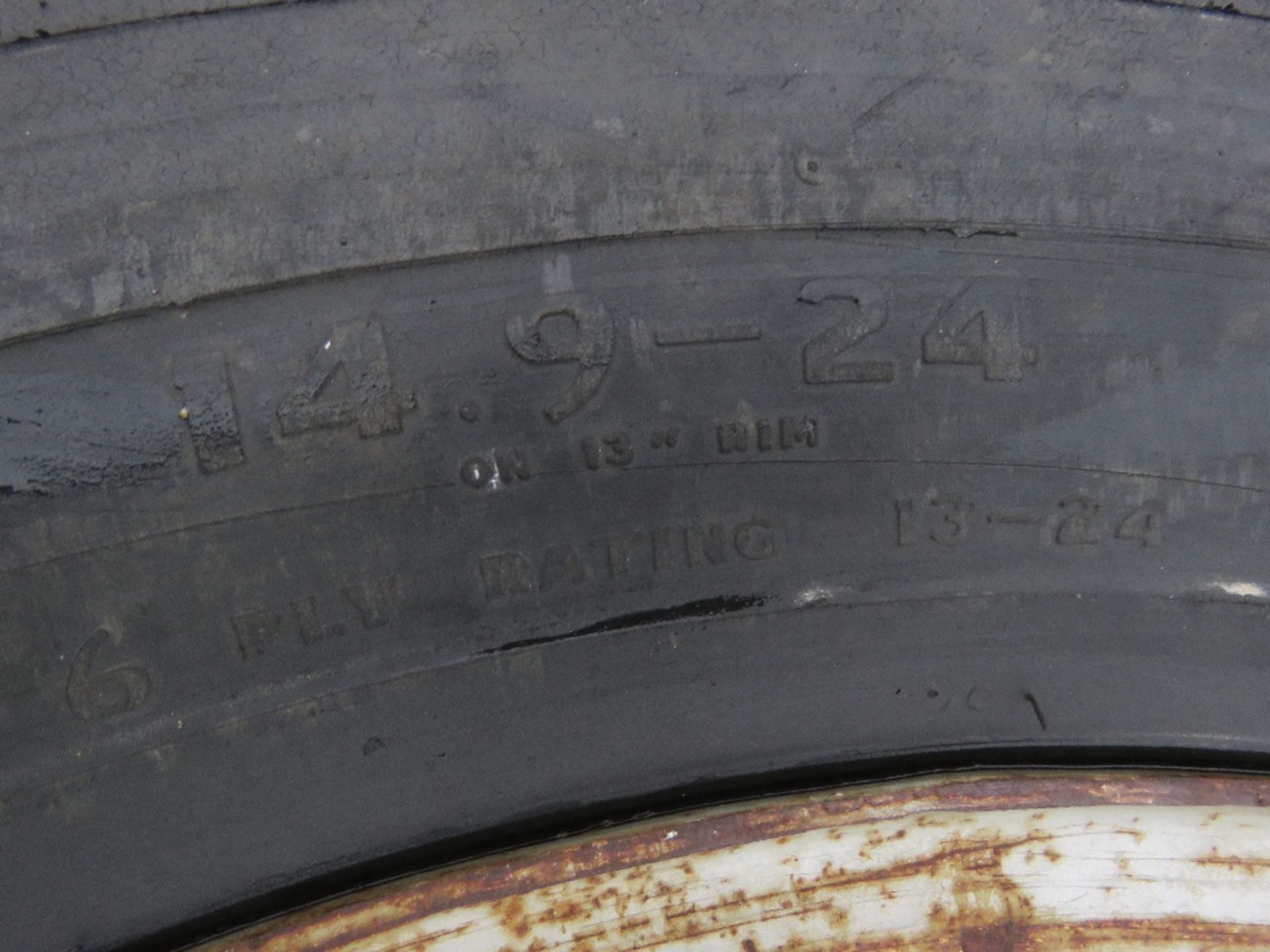 2 X WHEEL AND TYRES, GOODYEAR GRASS TREAD PATTERN SIZE 14.9-24 FOR COMPACT TRACTOR. - Image 4 of 5