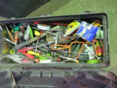 SILVER TOOL BOX WITH TOOLS.