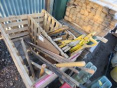 STILLAGE OF HAND TOOLS INCLUDING SPADES, FORKS, RAKES ETC.