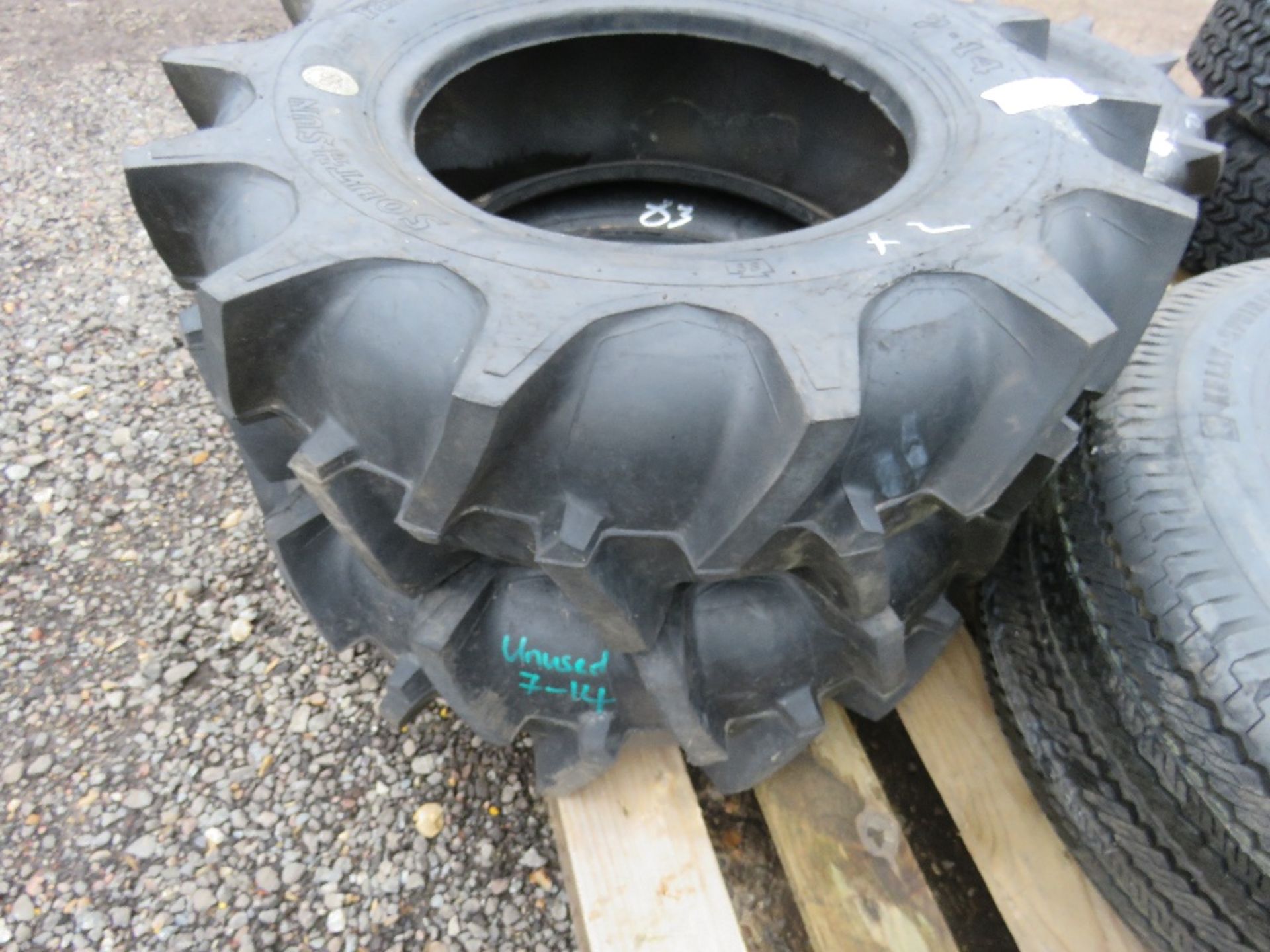 2NO 7-14 AGRICULTURAL COMPACT TRACTOR TYRES, LITTLE USED.