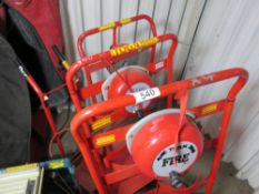 4 X FIRE EXTINGUISHER BARROWS, 3 WITH BELLS.