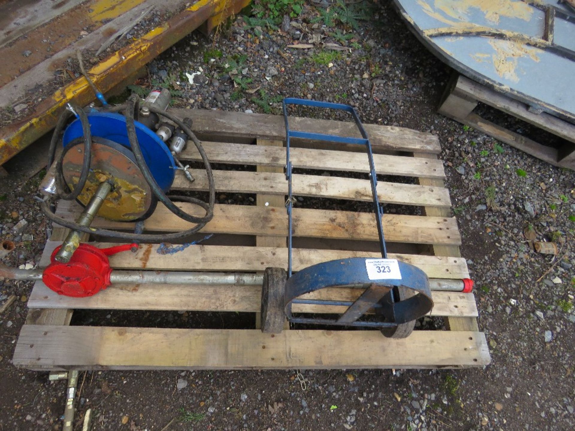 PALLET CONTAINING AIR GREASER, GREASE GUNS, OIL PUMP ETC.