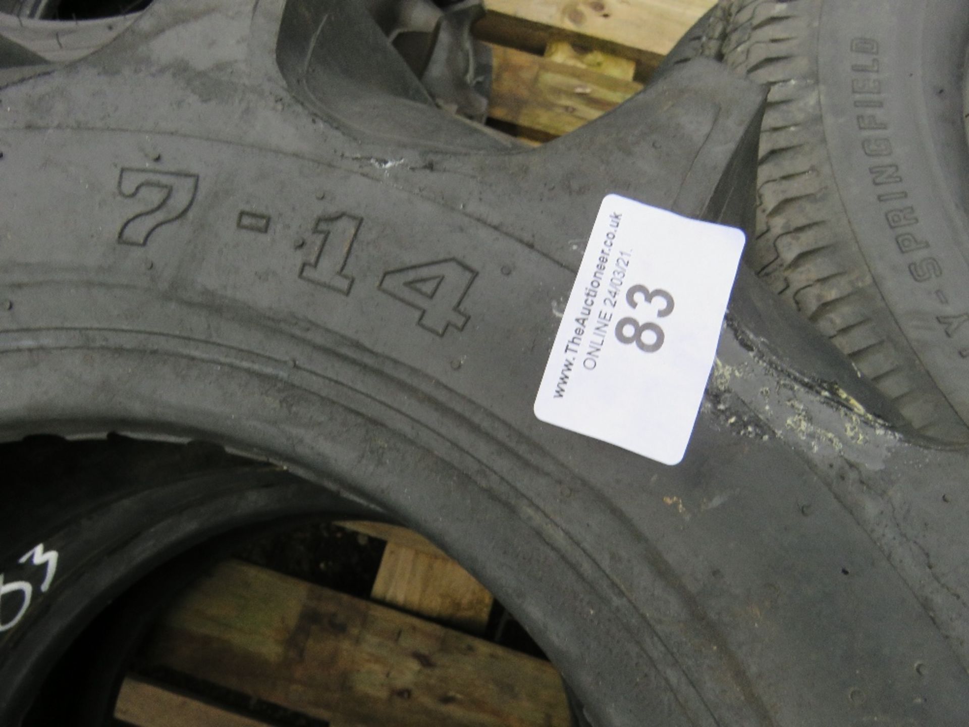 2NO 7-14 AGRICULTURAL COMPACT TRACTOR TYRES, LITTLE USED. - Image 3 of 3