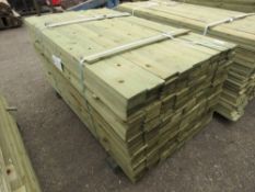 LARGE PACK OF TREATED FEATHER EDGE FENCE CLADDING TIMBER, 1.65M LENGTH X 10CM APPROX.