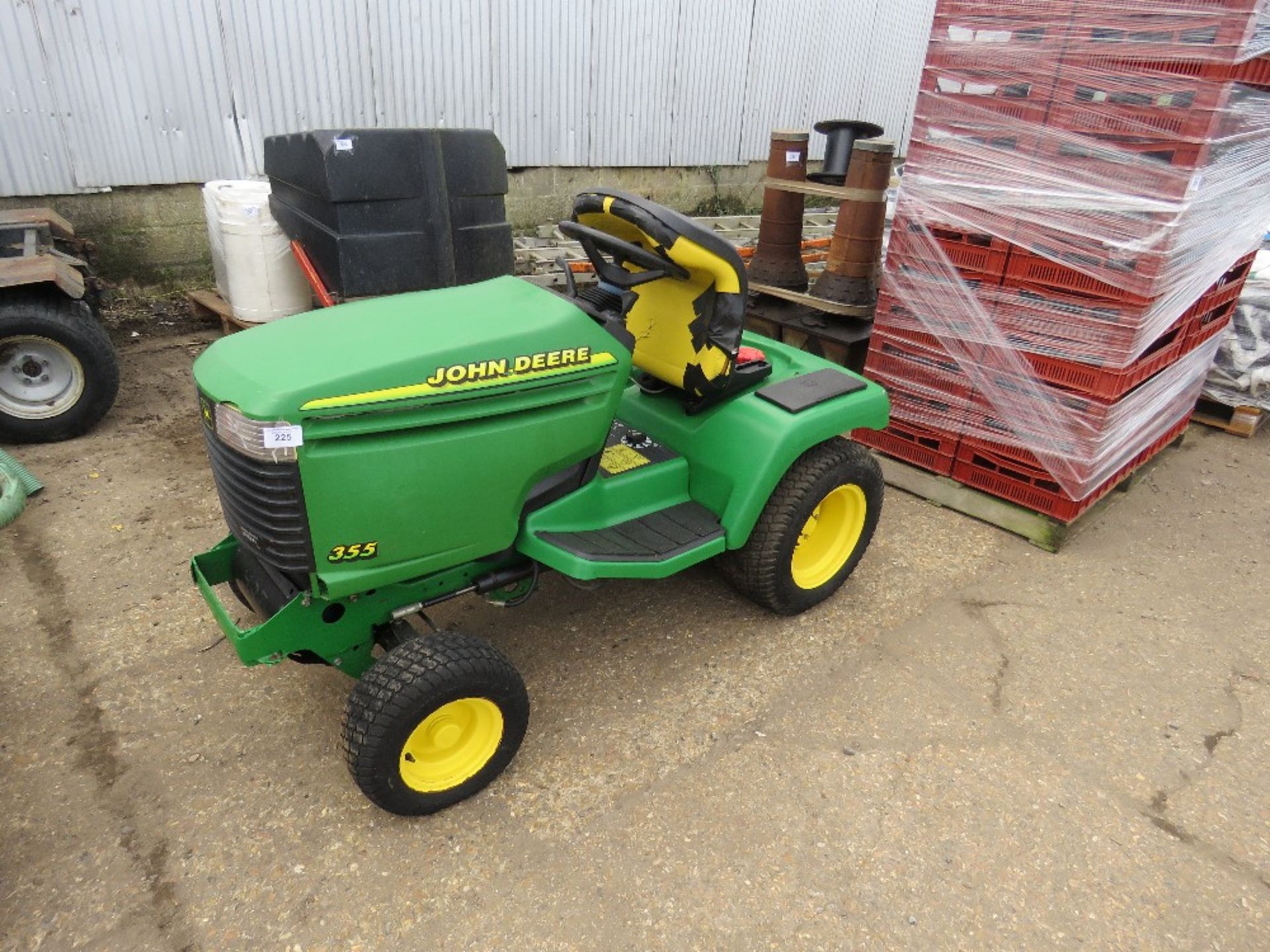 JOHN DEERE 355 diesel ENGINED LAWN TRACTOR, CONDITION UNKNOWN.
