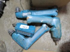 3 X MAKITA BATTERY DRILLS. UNTESTED, CONDITION UNKNOWN.