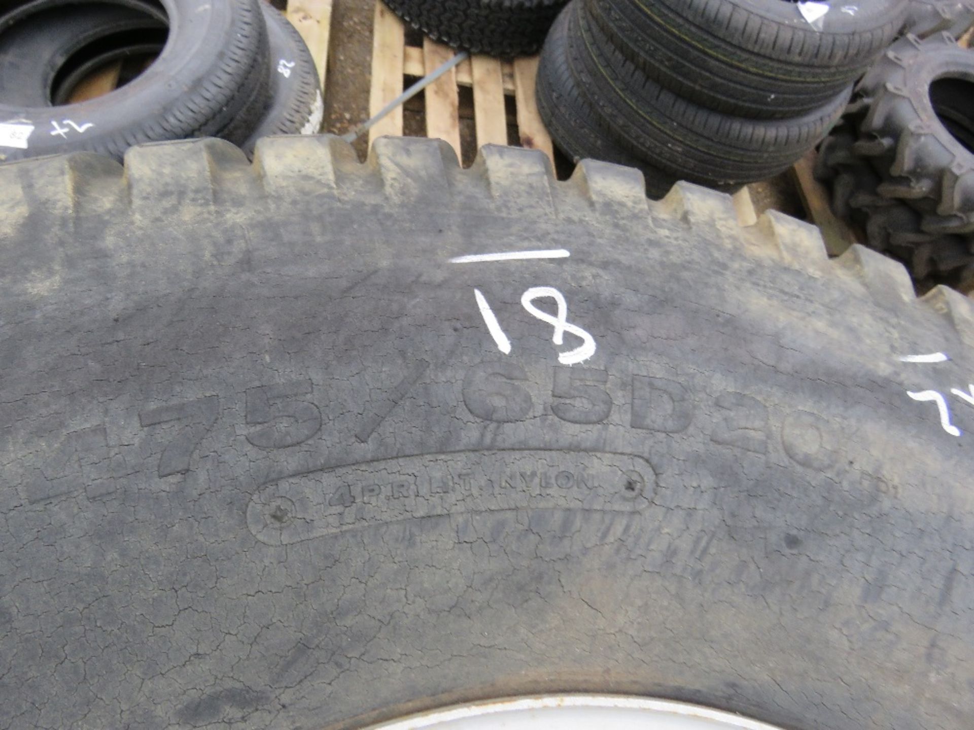 2 X WHEEL AND TYRES, GRASS TREAD PATTERN SIZE 475/65D20 FOR COMPACT TRACTOR. - Image 4 of 4