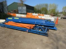 2 X STACKS OF PALLET RACKING UPRIGHTS, MOST 16FT LENGTH APPROX.