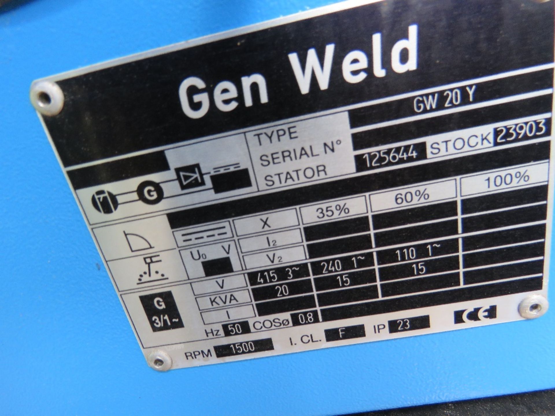 GENSET GENWELD GW20Y YANMAR DIESEL ENGINED SKID GENERATOR. WHEN TESTED WAS SEEN TO RUN, OUTPUT UNTES - Image 4 of 6