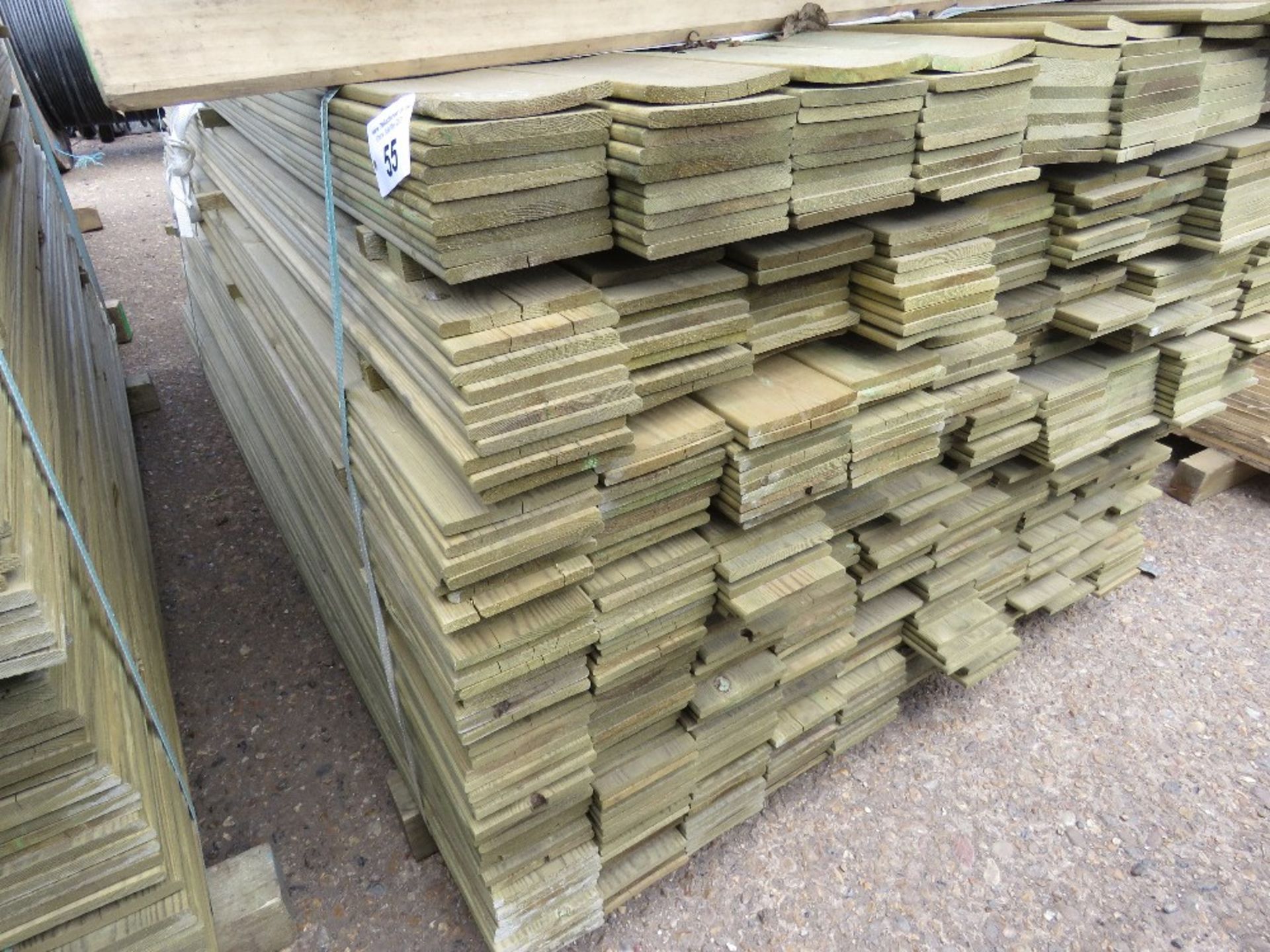 LARGE PACK FLAT MACHINED FINISH CLADDING TIMBER BOARDS 1.74M X 9.5CM APPROX, PRESSURE TREATED.