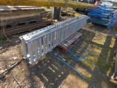 ALUMINIUM FRAMED ROLLEY CONVEYOR WITH LEGS. 6METRE TOTAL LENGTH APPROX. SOURCED FROM GARDEN CENTRE C