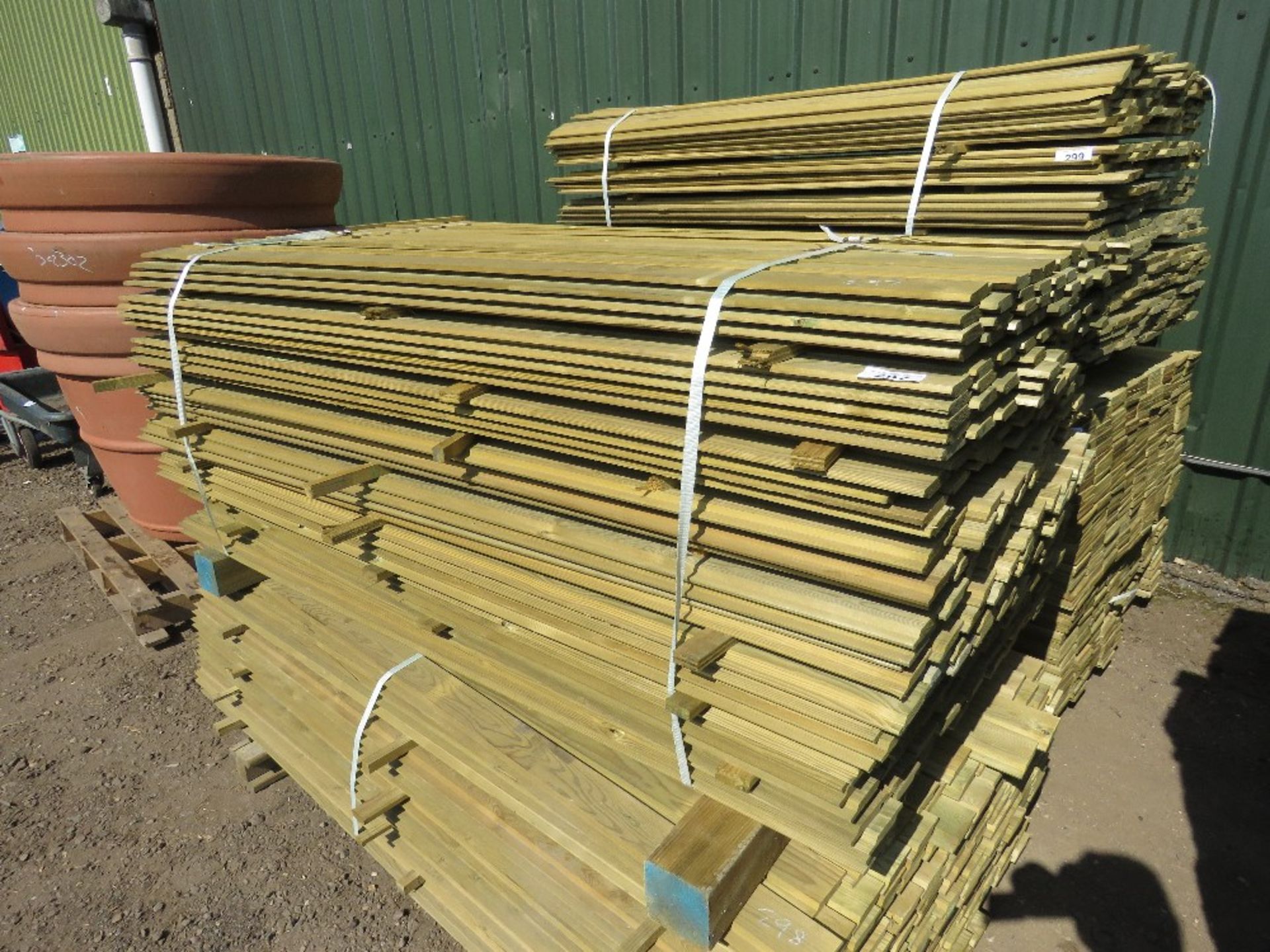 PACK OF PRESSURE TREATED SHIPLAP TIMBER FENCE CLADDING BOARDS, 1.73M LENGTH X 9.5CM WIDTH APPROX.