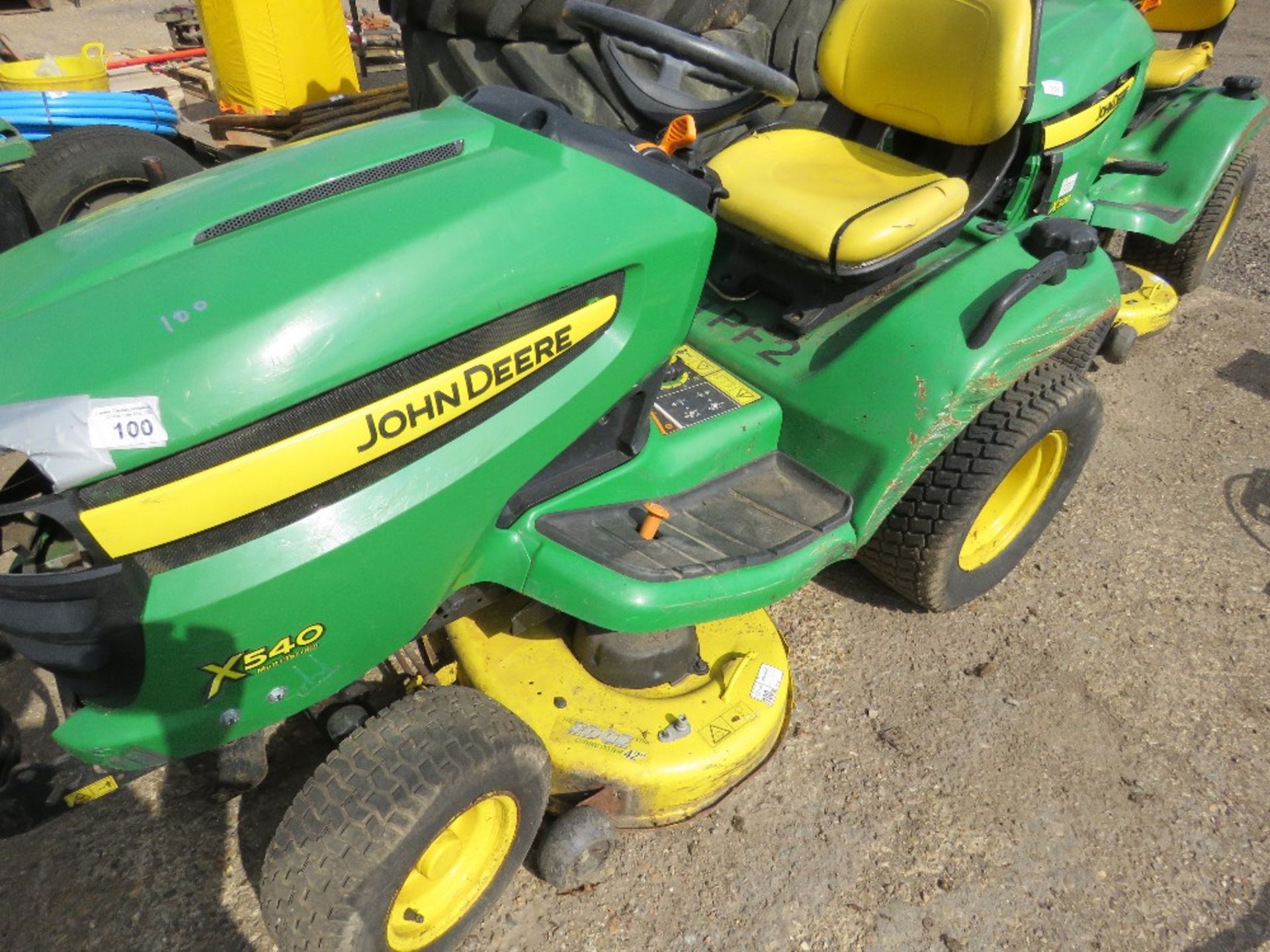 JOHN DEERE X540 PROFESSIONAL RIDE ON PETROL MOWER. PREVIOUS COUNCIL USEAGE. STRAIGHT FROM STORAGE, - Image 2 of 5