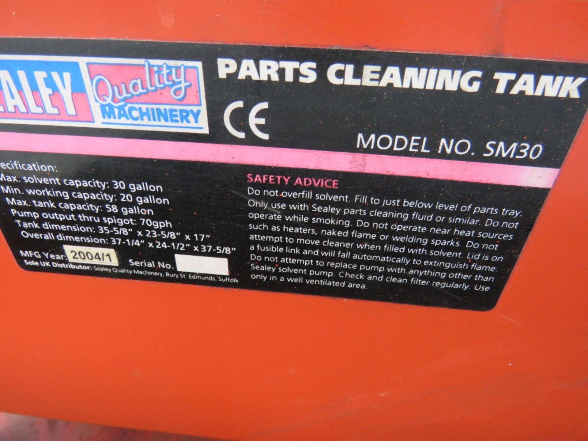 SEALEY PARTS WASHER. - Image 2 of 4