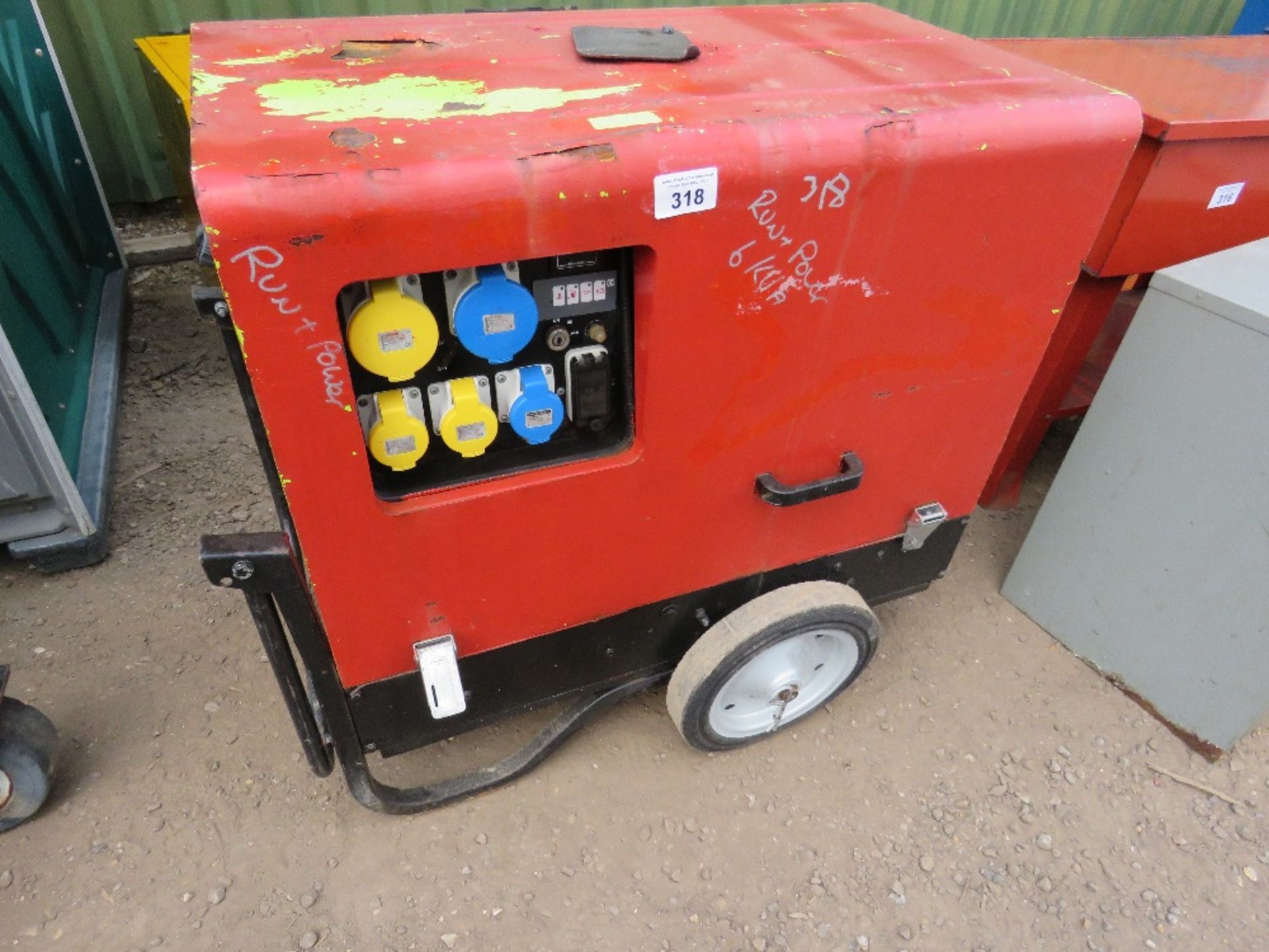 PRAMAC 6KVA BARROW GENERATOR. WHEN TESTEDW AS SEEN TO RUN AND MAKE POWER.