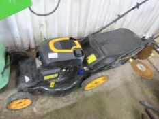 McCULLOCH WIDE CUT DRIVEN MOWER WITH COLLECTOR BAG. WHEN TESTED WAS SEEN TO DRIVE AND BLADE TURNED.