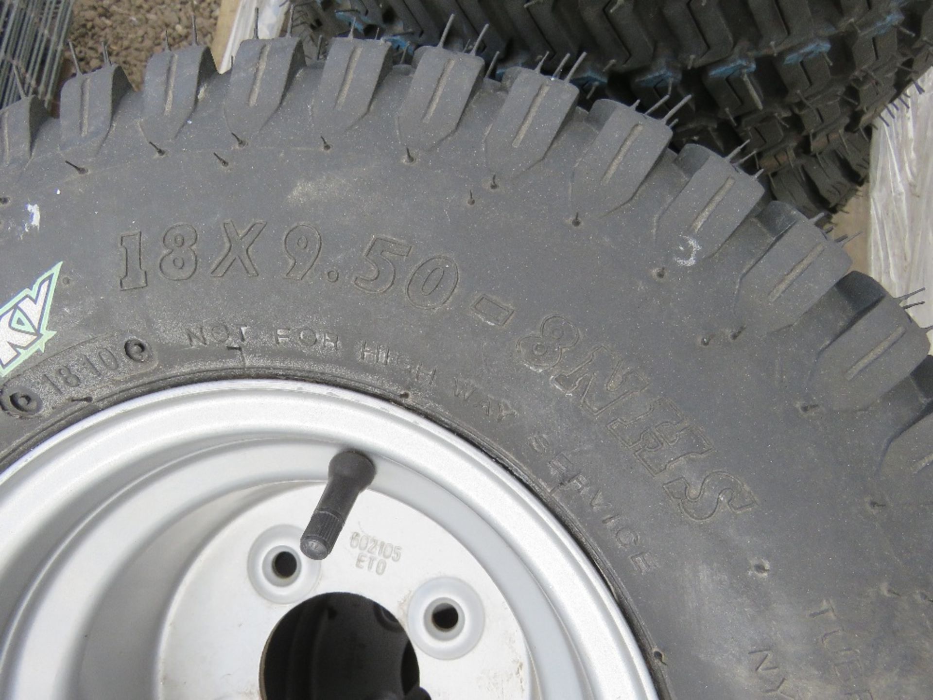 SET OF 4 X RIDE ON TRACTOR/MOWER WHEELS AND TYRES, TORO TYPE. - Image 2 of 3