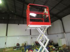 HYBRID HB830 SCISSOR LIFT ACCESS PLATFORM, 14FT MAX WORKING HEIGHT. SN:E0510228. WHEN TESTED WAS SEE