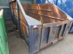 BLUE HOOK LOADER BIN PREVIOUSLY USED ON A 7.5TONNE TRUCK. 13FT LENGTH APPROX, 1.55M MAXIMUM HEIGHT A