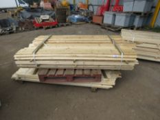 2 BUNDLES OF CLADDING TIMBER, HALF ROUND AND LATTICE STRIPS, UNTREATED.