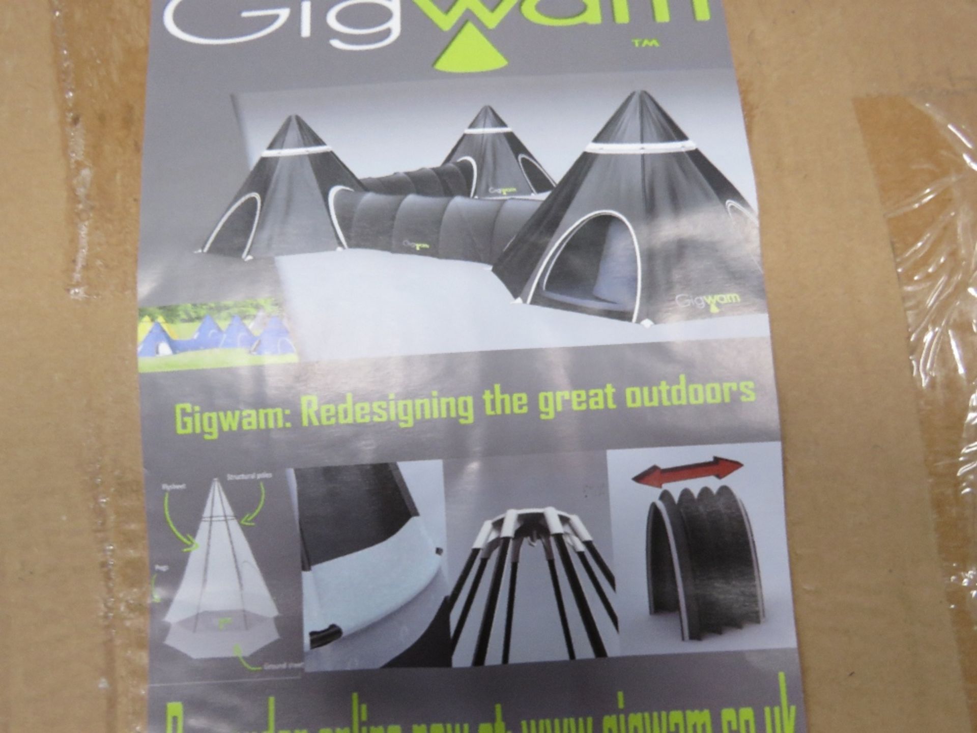 GIGWAM TENTS: 3 X BOXES CONTAINING 3 TENTS IN EACH. IDEAL FOR FESTIVALS ETC, THE TENTS HAVE A MAIN "