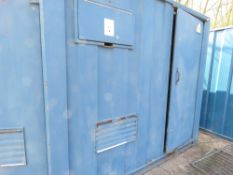 PLUG AND GO STEEL SITE STORE UNIT 9FT X 8FT APPROX. COMPRISING LOCKABLE STORAGE AREAS PLUS A TOILET