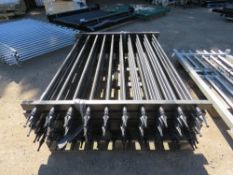 STACK OF 8 X BARBICAN IMPERIAL METAL FENCE PANELS, 2M HEIGHT X 1.3M WIDE. PALLET A.