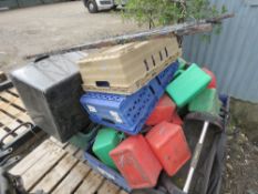 PALLET OF FUEL CANS, GATE ETC.