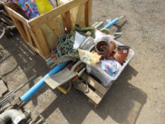 PALLET CONTAINING TOOLS, INCLUDING WET CUT BOTTLES, TOOLS, CABLE RODS ETC.