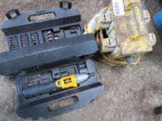 JCB BATTERY SCREWDRIVER PLUS A 110VOLT JUNCTION BOX.