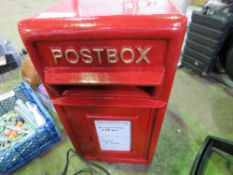 OLD STYLE RED POST BOX WITH KEY.