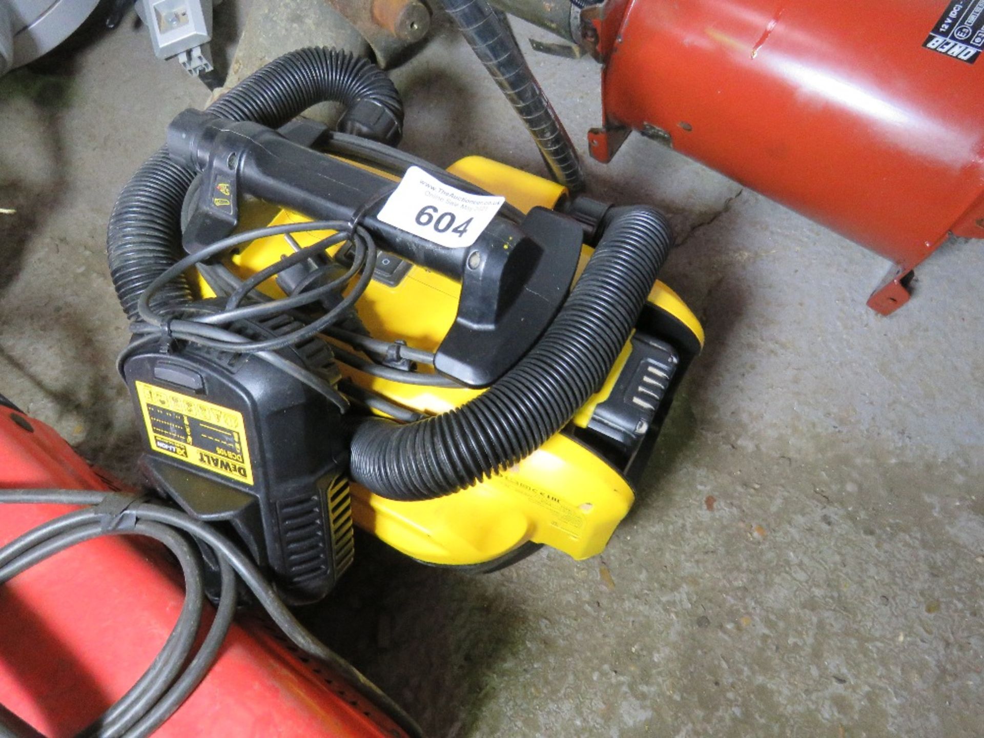 DEWALT BATTERY VAC UNIT. WHEN TESTED WAS SEEN TO RUN AND SUCK.