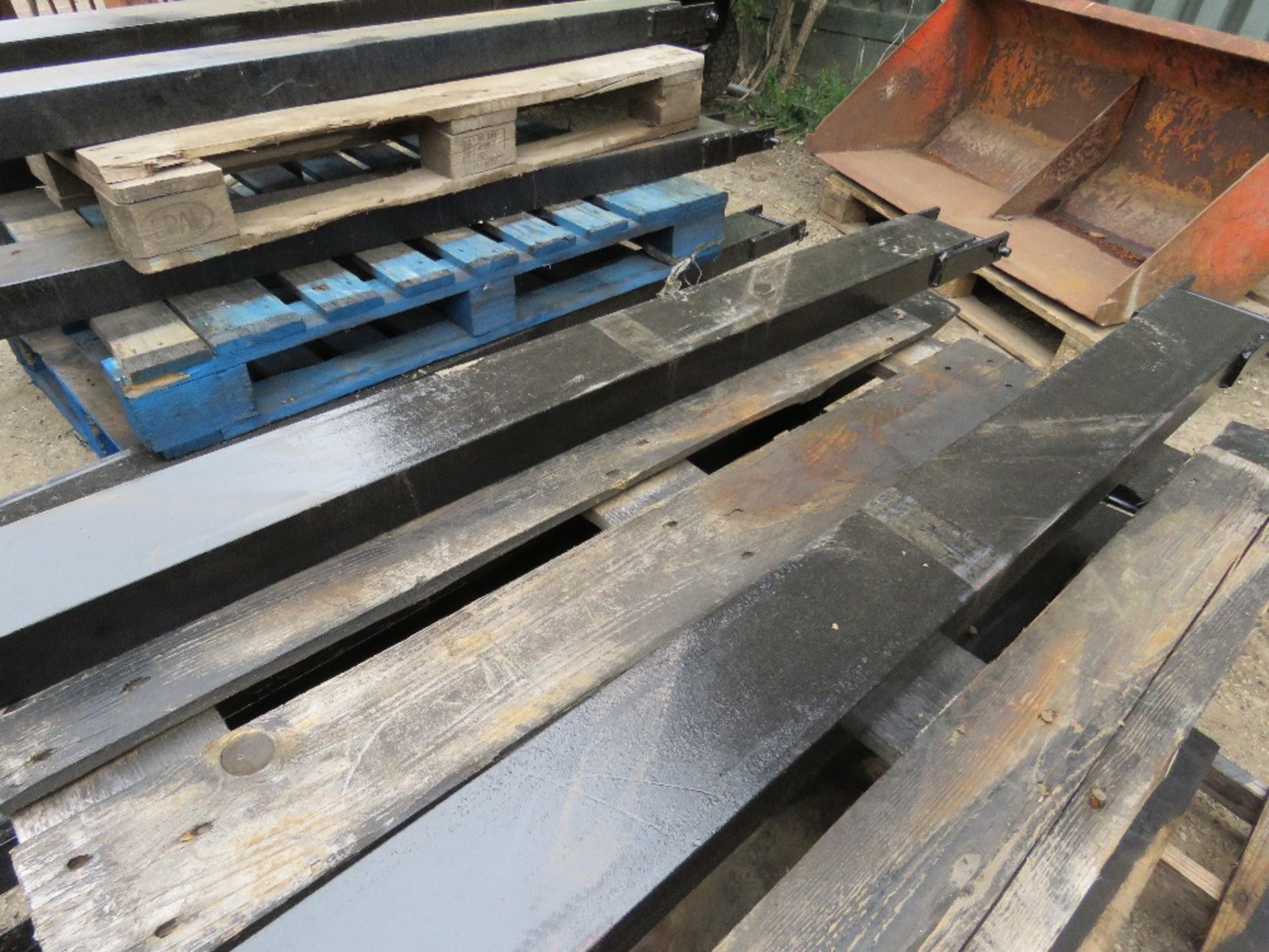 PAIR OF FORKLIFT EXTENSION TINES / SLEEVES. 6FT LENGTH APPROX.