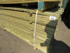 PACK OF PRESSURE TREATED FEATHER EDGE TIMBER FENCE CLADDING BOARDS, 1.65M LENGTH X 10.5CM WIDTH APPR