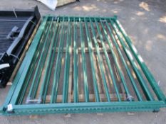 PAIR OF SENTRY GREEN PAINTED SECURITY GATES. 2.4M HEIGHT X 1.75M WIDE EACH. PALLET Q.