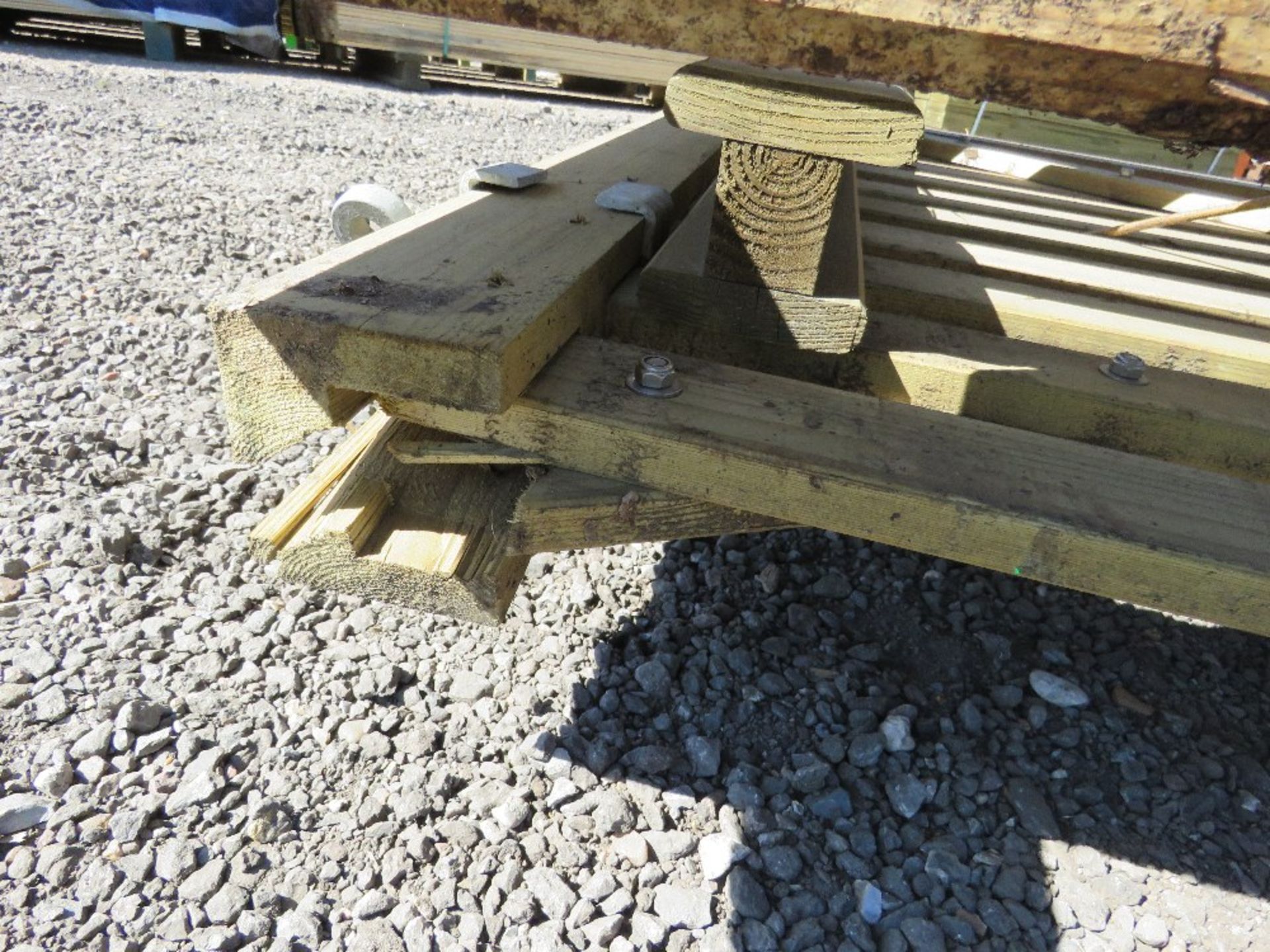 2 X WOODEN FIELD GATES, 3.6M WIDTH APPROX.(ONE HAS A DAMAGED SIDE RAIL AT THE BOTTOM) - Image 7 of 8