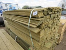 LARGE PACK FLAT MACHINED FINISH CLADDING TIMBER BOARDS 1.74M X 9.5CM APPROX, PRESSURE TREATED.