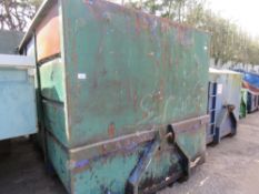 GREEN HOOK LOADER BIN PREVIOUSLY USED ON A 7.5TONNE TRUCK. 12FT LENGTH APPROX, 2.3M MAXIMUM HEIGHT A