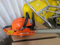 3 X DEKO PETROL ENGINED CHAINSAWS, IN BOXES, UNUSED. NO VAT ON HAMMER PRICE.