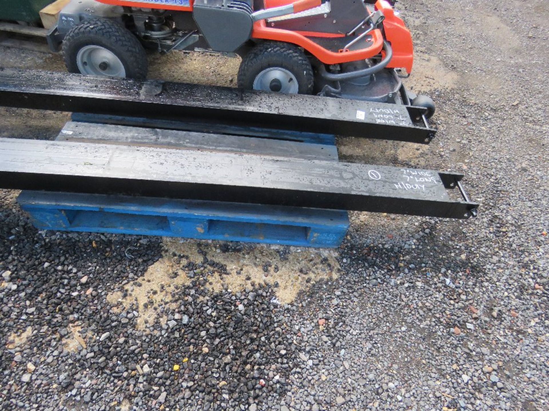 PAIR OF FORKLIFT EXTENSION TINES/SLEEVES, 7FT LENGTH X 7" WIDE APPROX. - Image 4 of 4