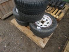 SET OF 5 X 185/70R13 WHEELS AND TYRES PLUS A 195/50R13 TYRE.