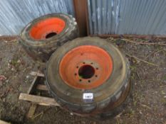 4 X BOBCAT/SKID STEER WHEELS AND TYRES 10-16.5 RATED.