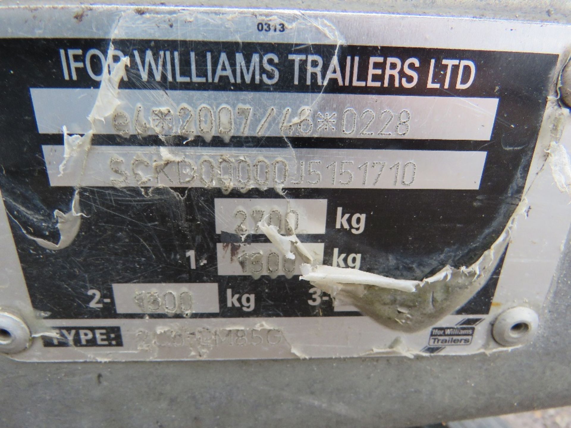 IFOR WILLIAMS LM85G TWIN AXLED DROP SIDED TRAILER SN:SCKD00000J5151710. 8FT X 5FT. - Image 3 of 7