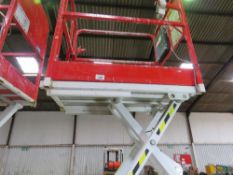 HYBRID HB830 SCISSOR LIFT PUSH ALONG ACCESS PLATFORM. WHEN TESTED WAS SEEN TO LIFT AND LOWER.