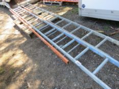 3 X METAL SCAFFOLD LADDERS, 11-13FT LENGTH APPROX.