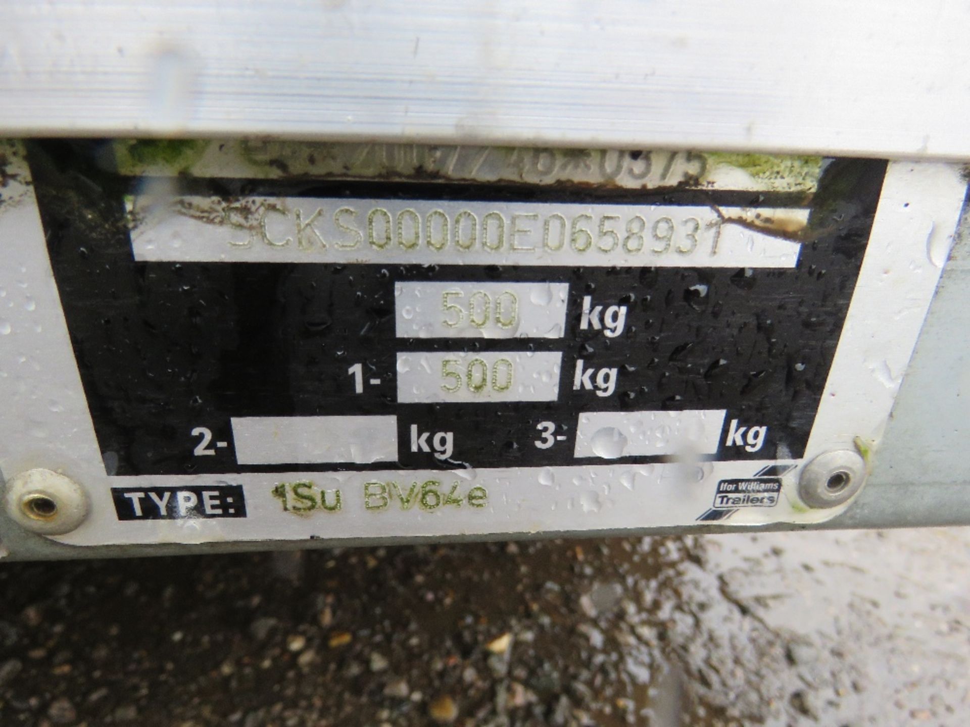 IFOR WILLIAMS BV64E (6FT X 4FT) BOX VAN TRAILER, UNBRAKED. ROOF RACK. SPARE WHEEL. SN:E0658931 - Image 8 of 10