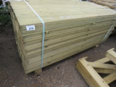 LARGE PACK OF MACHINED HIT AND MISS FENCE BOARDS, PRESSURE TREATED. 1.74M X 10CM APPROX.