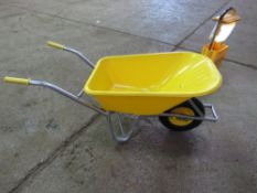 HEAVY DUTY BUILDER'S WHEELBARROW, LIGHTWEIGHT, UNUSED.