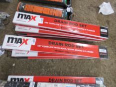 3 X BOXED MAXDRAIN DRAIN RODDING SETS.