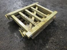 3 X SMALL SIZED WOODEN FIELD GATES, 0.9M WIDTH APPROX.